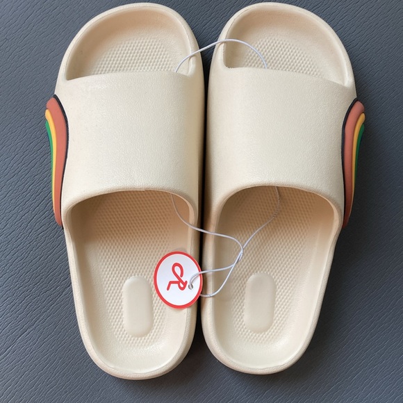 Religious Comfort “Fruity Pebbles” Rainbow Sandals - Picture 2 of 3